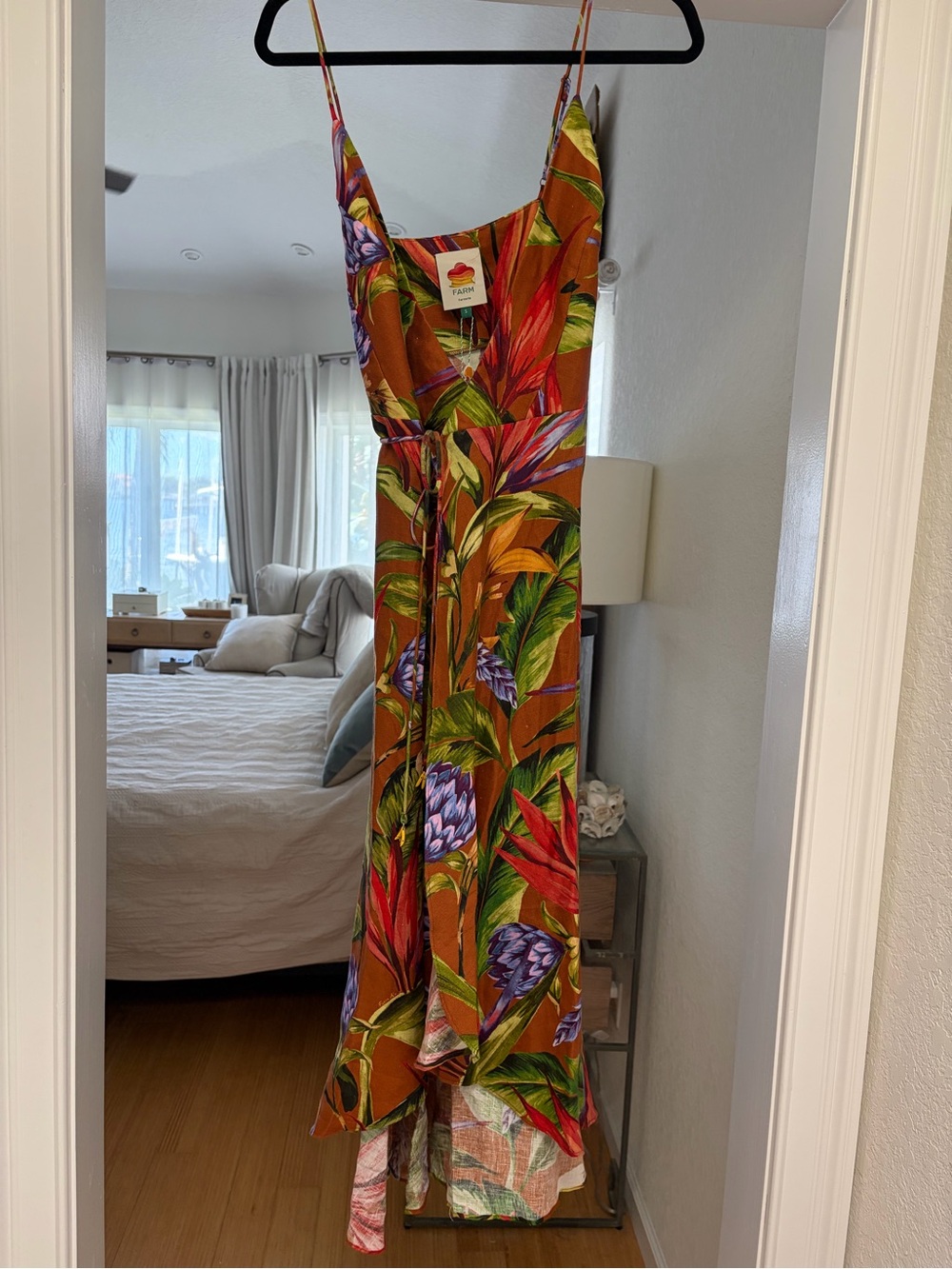 FARM Rio Florart Brown Midi Wrap Dress women’s Size Small
